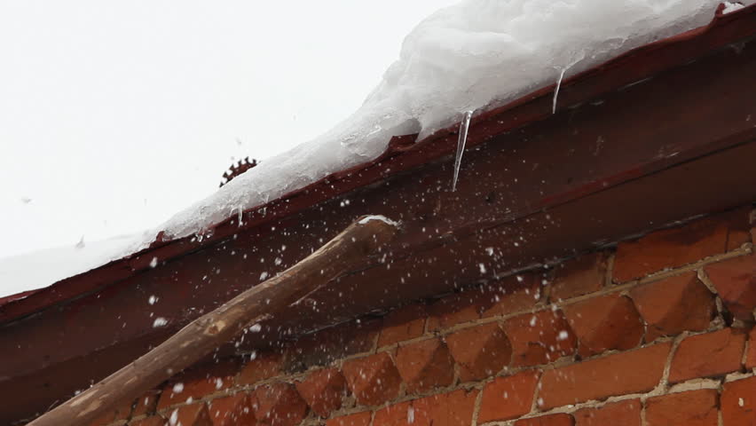 Ice Hanging From The Wooden Eaves Stock Footage Video 3351107 Shutterstock