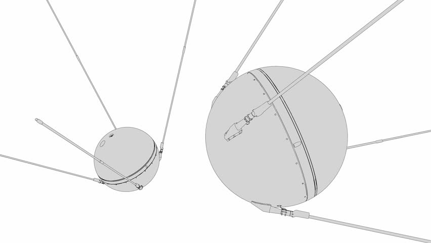 1957 Sputnik 1, Technical Lines Drawing. Stock Footage Video 3162940 