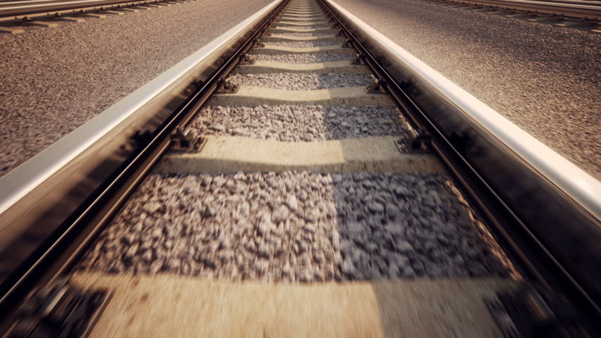 Railroad Track Loopable Animation. 3D Animation. Stock Footage Video