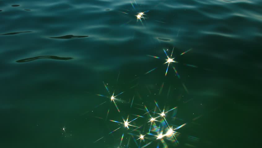 Water Reflection; Stars Like Light On The Sea Surface. Stock Footage 