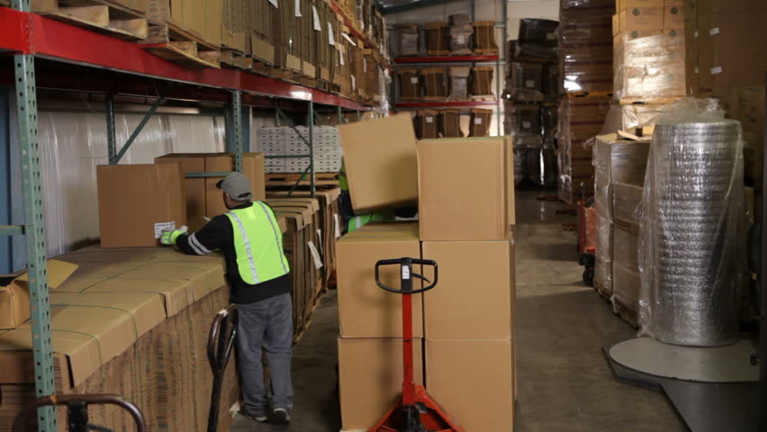 Two Workers In Shipping Warehouse Stacking Boxes Stock Footage Video 4654673 - Shutterstock