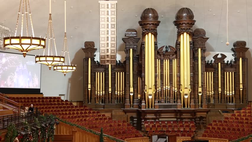 The Famous Organ Used For The Mormon Tabernacle Choir Stock Footage ...