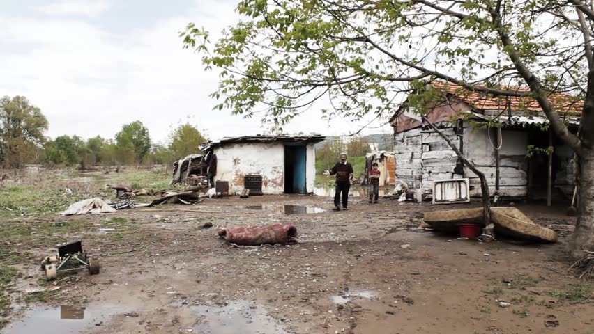 Serbia,krusevac,may 12th 2014.flooded Slums Of Poor Elderly Man And 