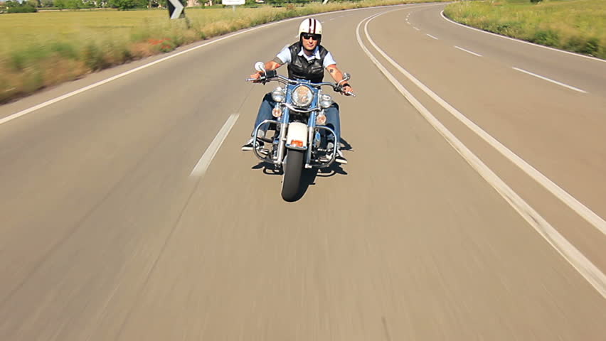 Reggello1052014 Motorbike Festivalman Riding His Harley Davidson On