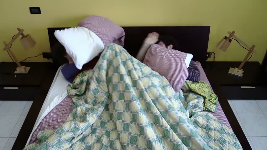 Couple Having Pillows Fight On The Bed On The Morning After Sex Slowmotion Stock Footage Video