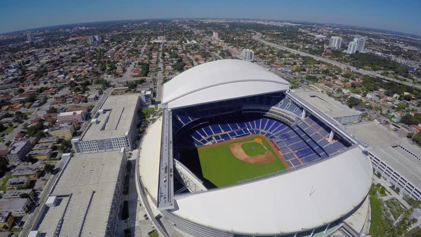 MIAMI - OCTOBER 17: Aerial 4k Video Of The Marlins Stadium In Miami FL ...