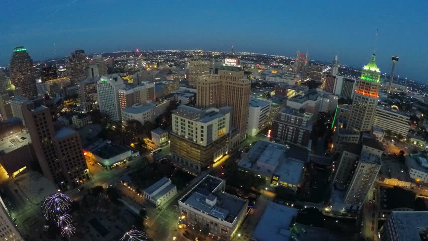 Downtown San Antonio At Night Aerial Video Footage 4k Stock Footage 