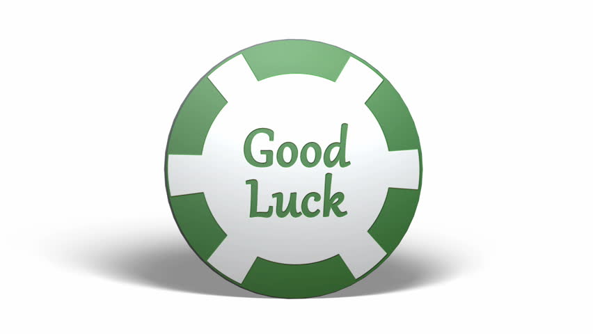 Good Luck Green Poker Chip With Shadow (shamrock, St. Patrick's Day 