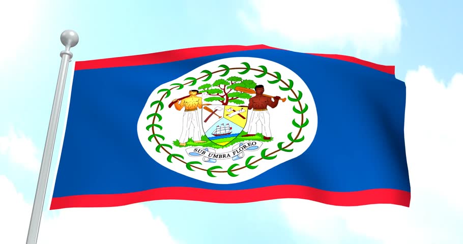 Flag Of Belize [4K Loopable] Belizean Flag Waving In The Wind. Seamless ...