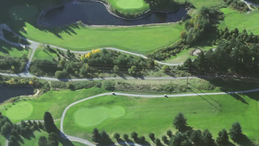 Directly Overhead Aerial View Of Golf Course Stock Footage ...