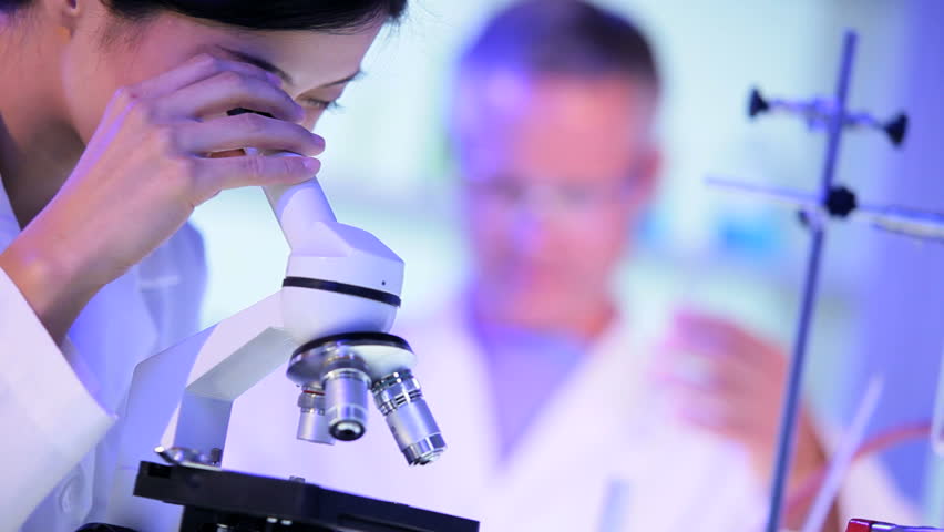 Medical Students Working With A Microscope And Test Tubes In Laboratory ...