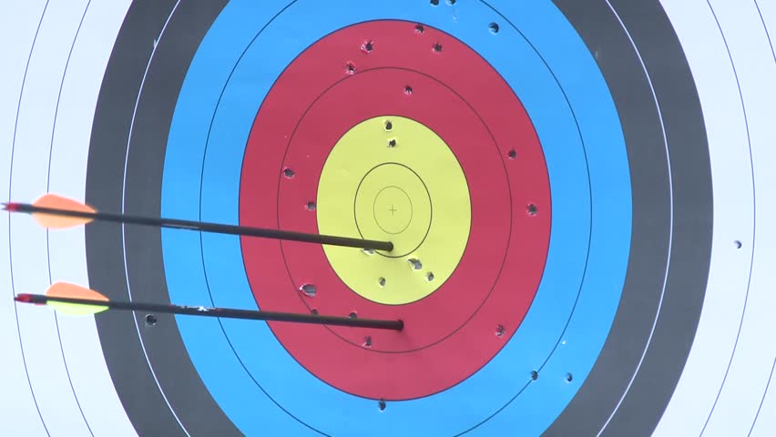 Bow Arrows Hitting A Bullseye Target At Archery Bow And Arrow Range HD ...