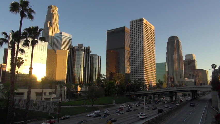 LOS ANGELES - USA, APRIL 2, 2013, Timelapse Of Financial District With ...