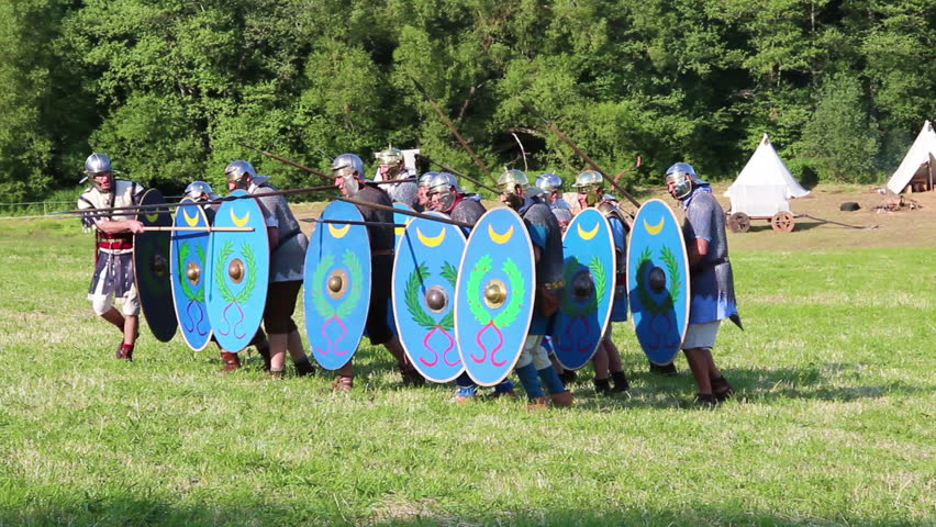 Welzheim, Germany - 2014 - Small Group Of Roman Soldiers Are Attacking ...