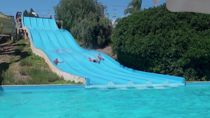 ETNALAND WATERPARK, - AUGUST 28: Riding On The Water Slides At Sicily ...