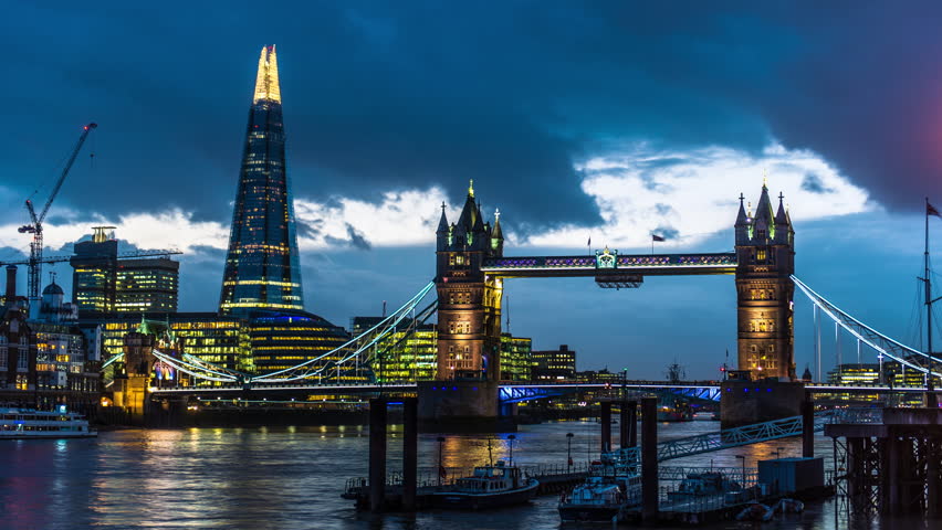 4k Ultra HD Timelapse Of Tower Bridge And The Shard In London England ...