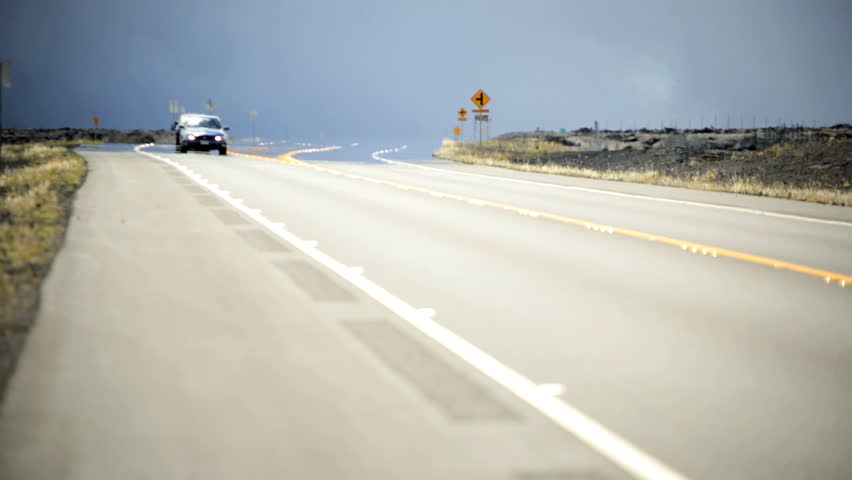 Desert Road Heat Haze Rising Hot Climate Rural Driving Vehicle ...